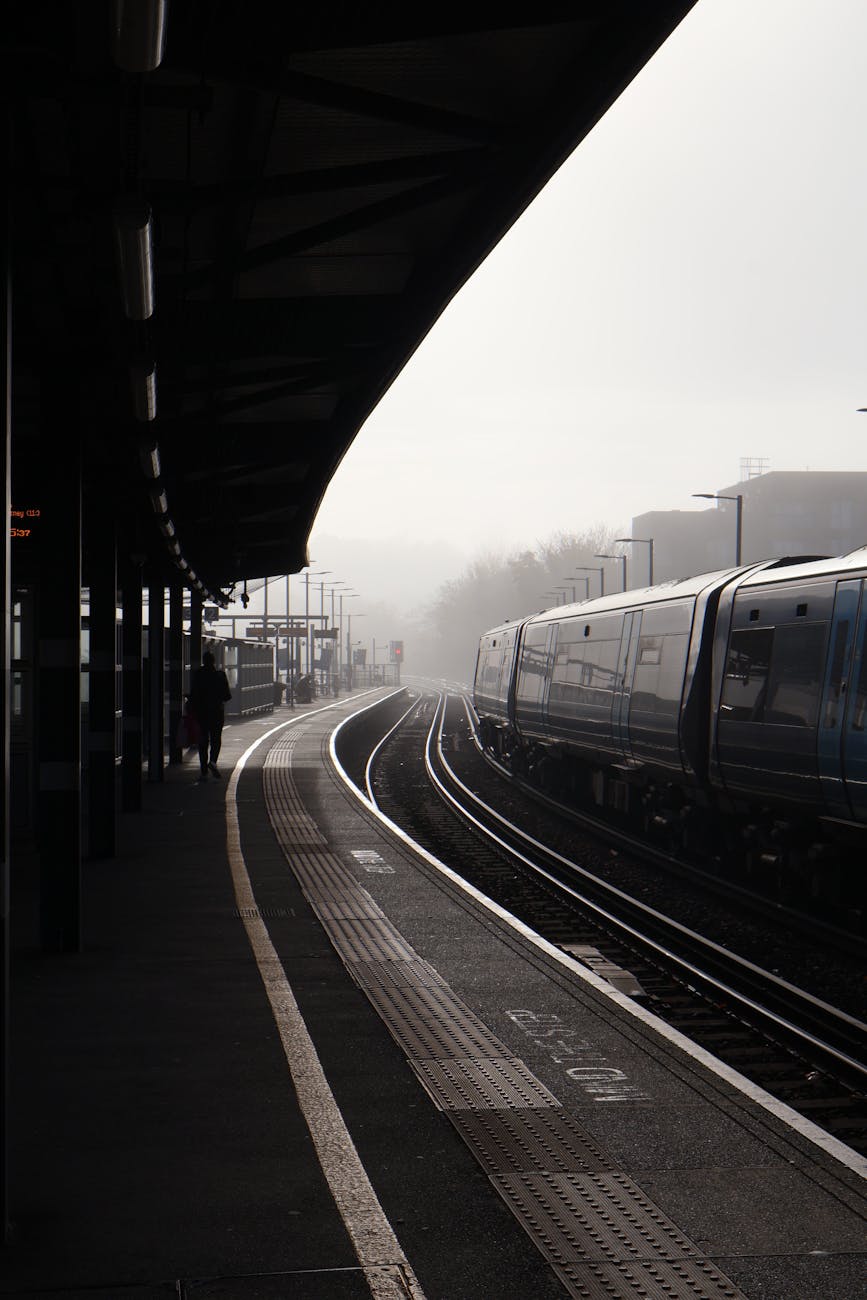 foggy morning train station in rochester uk